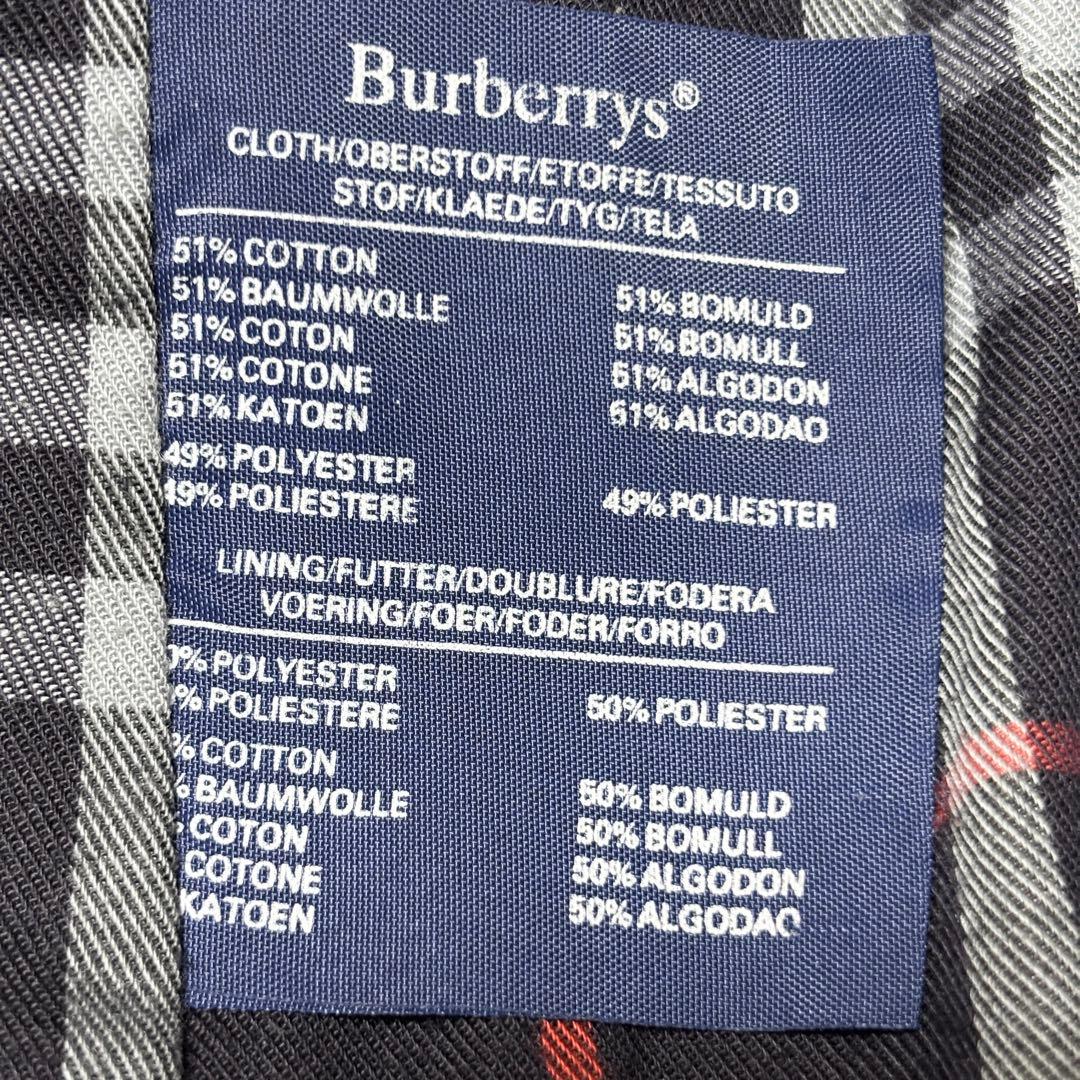 Burberry 英国製 ステンカラーコート ネイビー ノバチェック XL相当