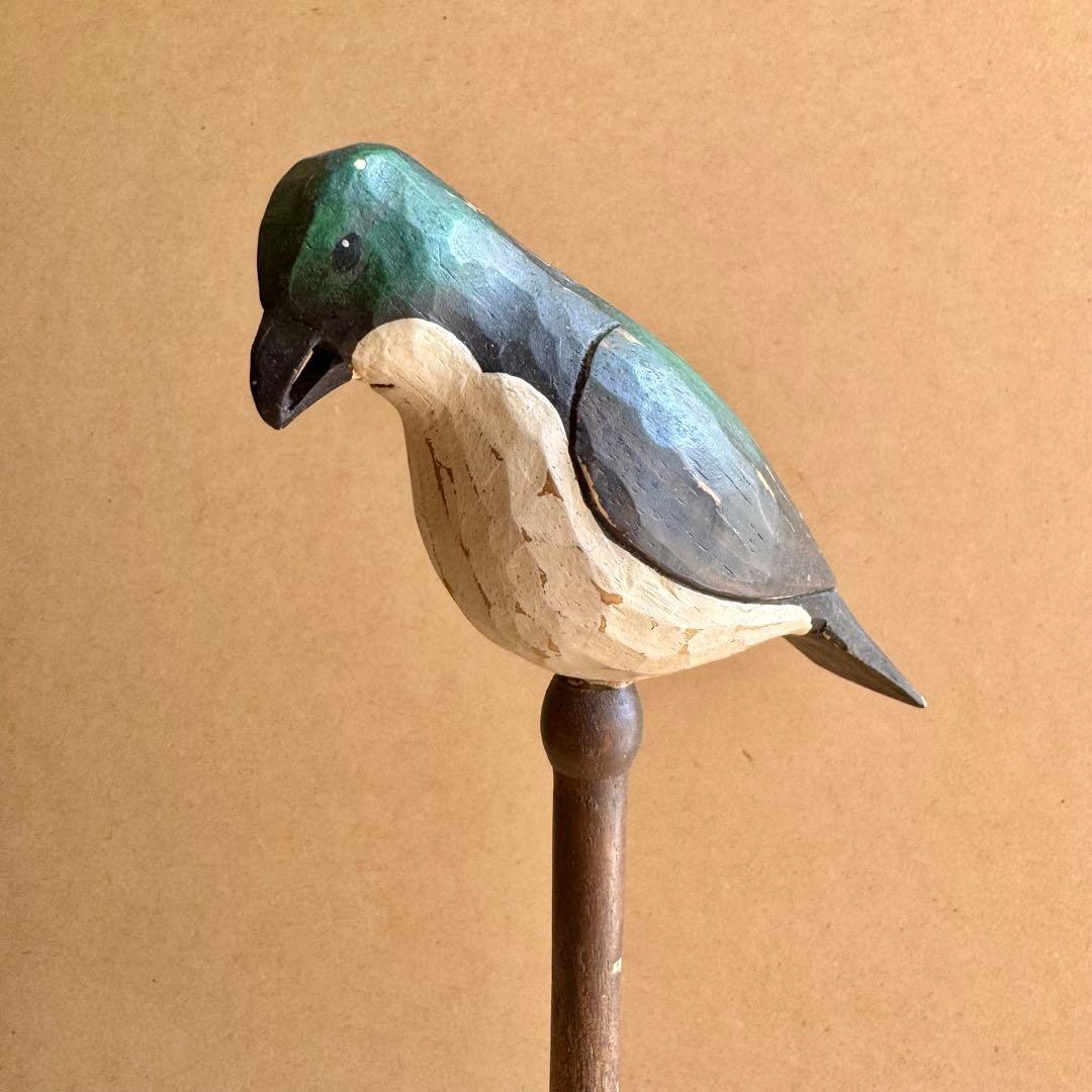 鳥のオブジェ バードカービング 木彫り スパロウ 野鳥 インテリア 置物
