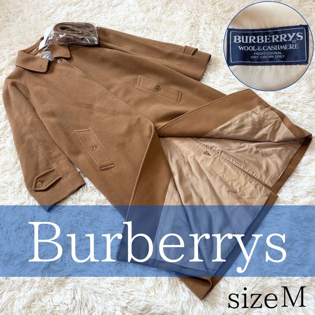 希少 白タグ バーバリーズ カシミア ウール 混 ベルト 付 ロングコート