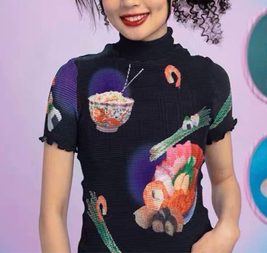 長袖‼️ 稀少品 ‼️leele油絵プリント 昭和スタイルトップス新品未使用