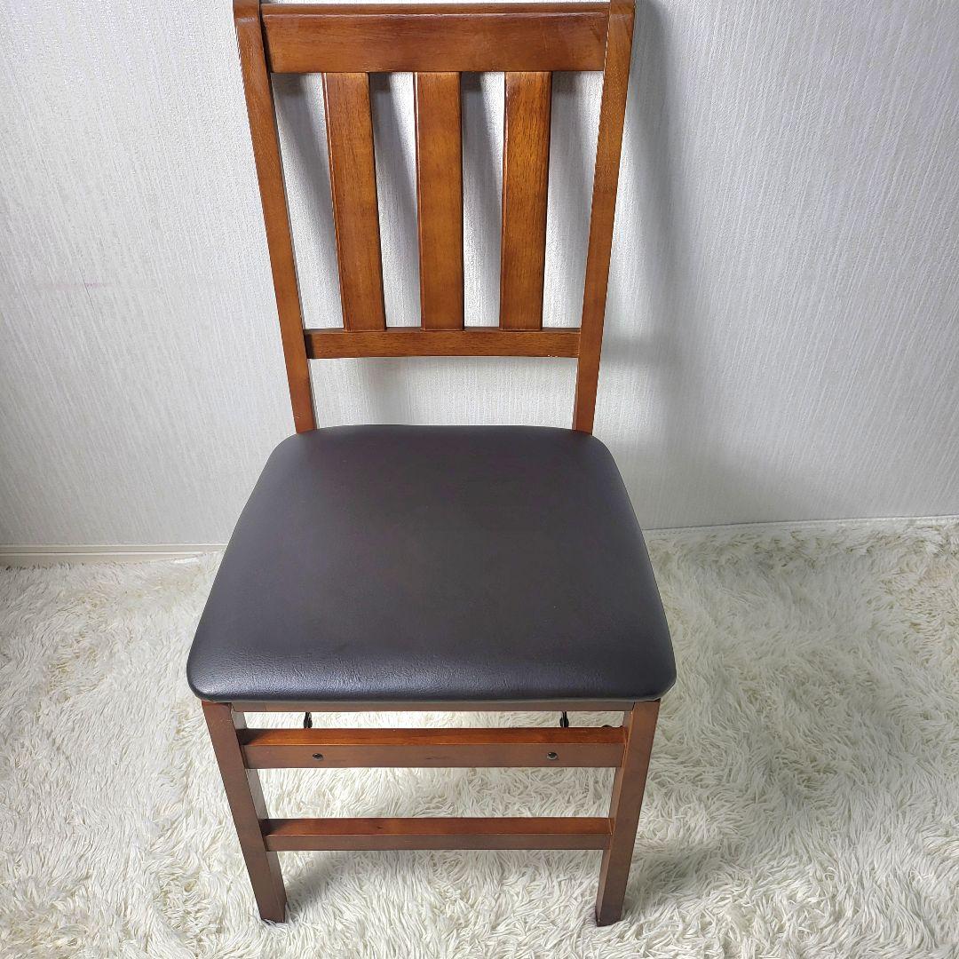 【美品】 木製ダイニングチェア 折りたたみ式 収納 3脚セット 天然木