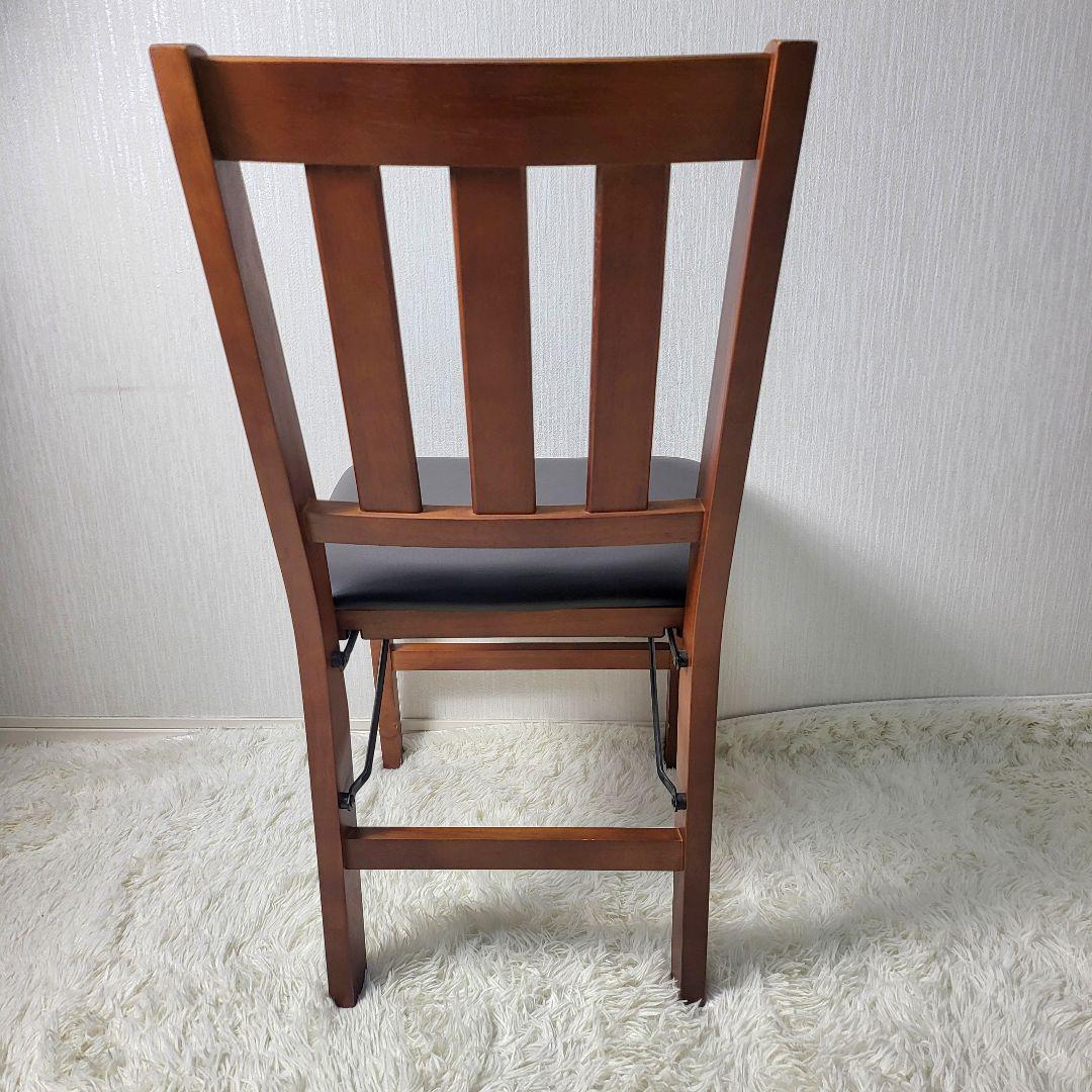 【美品】 木製ダイニングチェア 折りたたみ式 収納 3脚セット 天然木