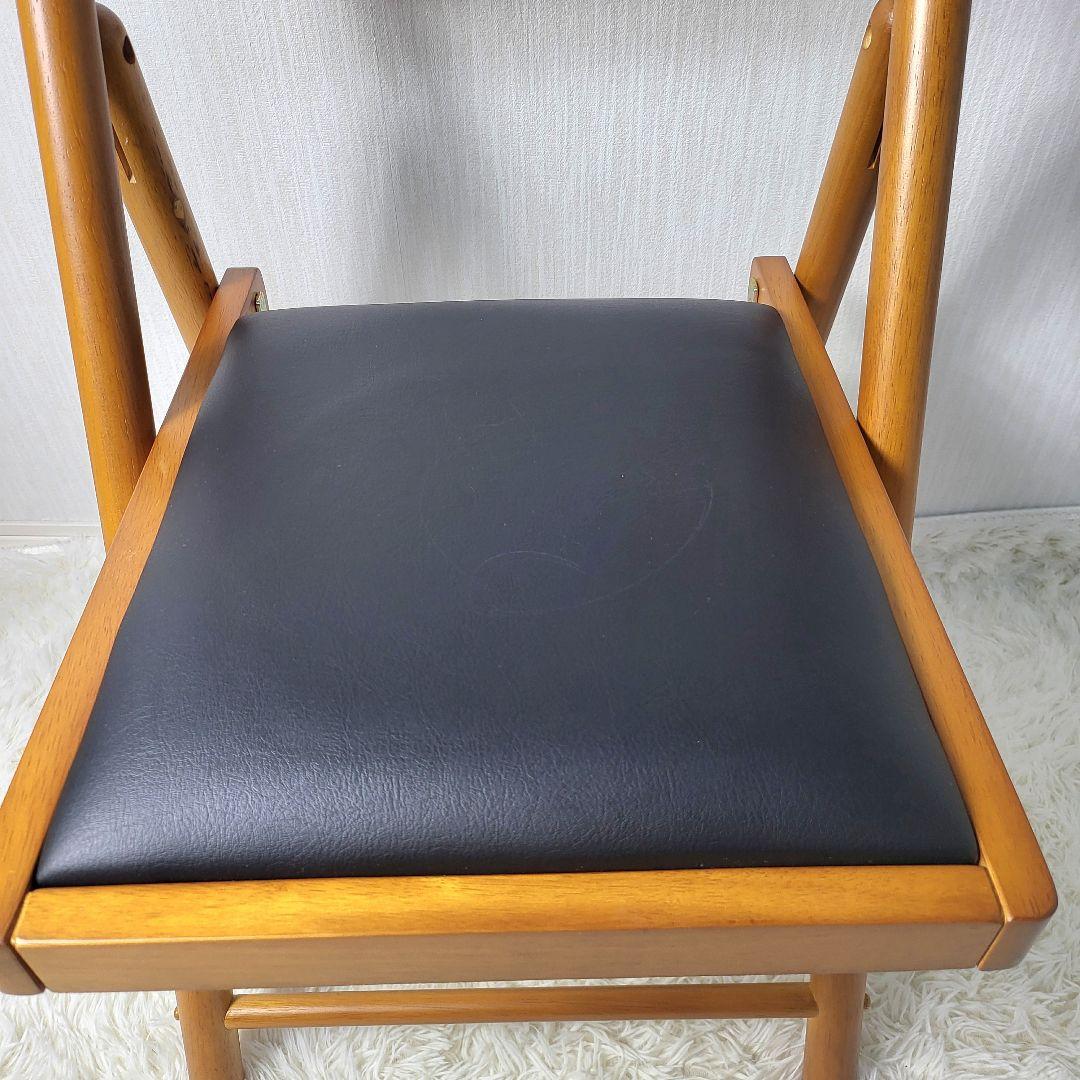 【美品】 木製ダイニングチェア 折りたたみ式 収納 3脚セット 天然木