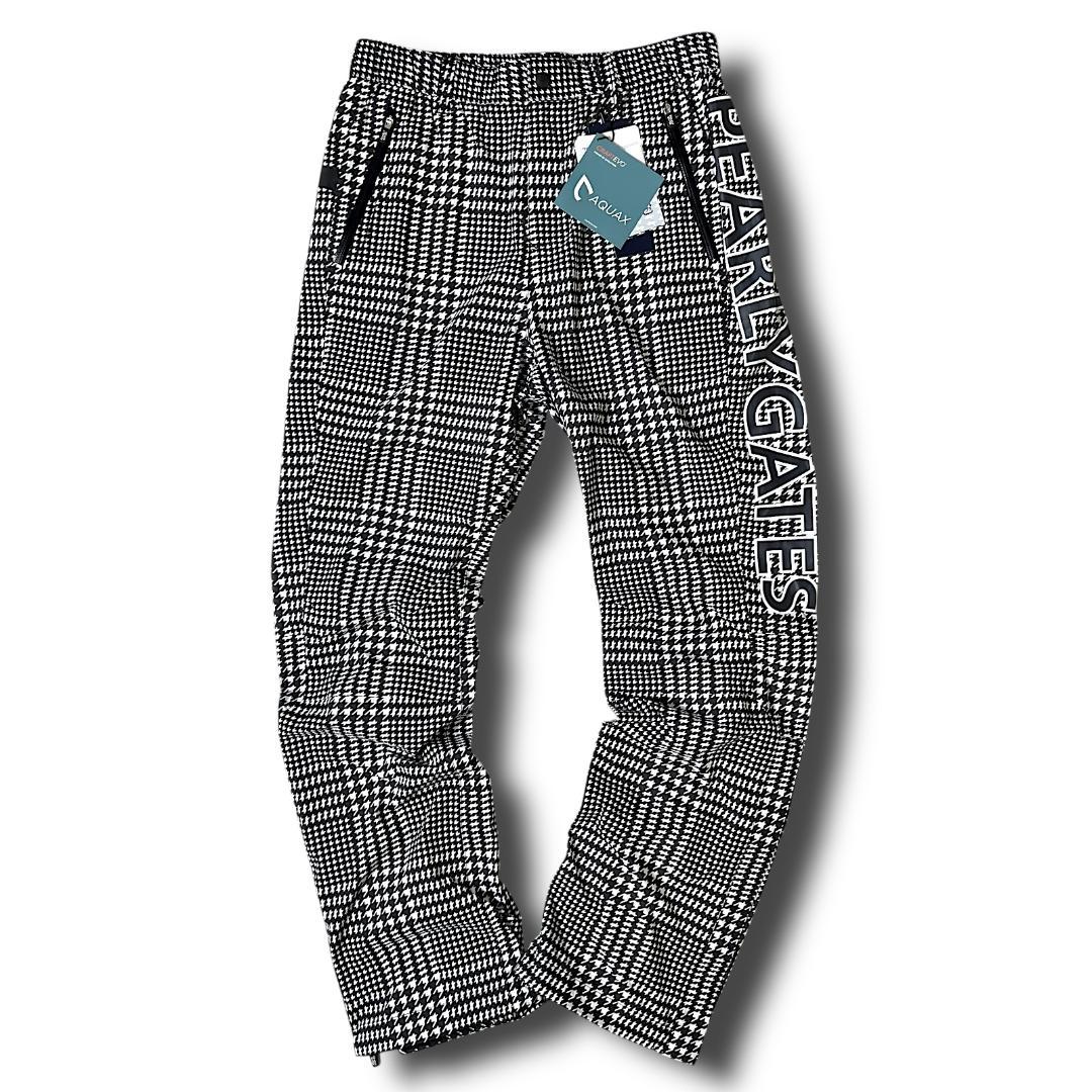 0 パーリーゲイツ AQUAX 撥水 防水 ビッグロゴ レインパンツ 千鳥柄