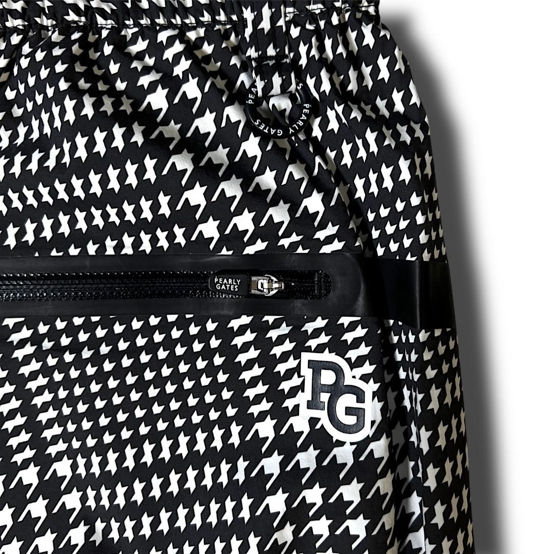 0 パーリーゲイツ AQUAX 撥水 防水 ビッグロゴ レインパンツ 千鳥柄