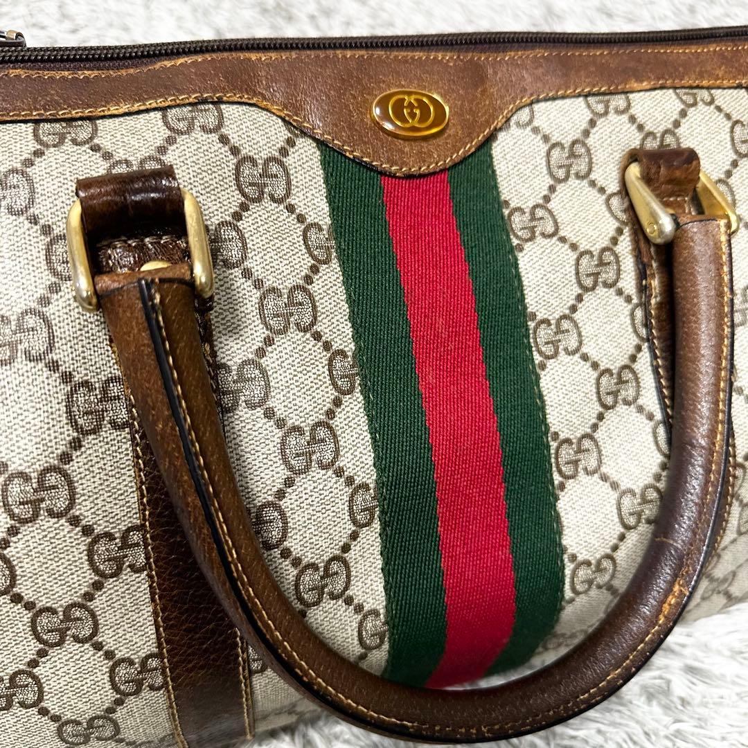 GUCCI ミニボストン　バッグ　GG シェリーライン　オールド　PVC