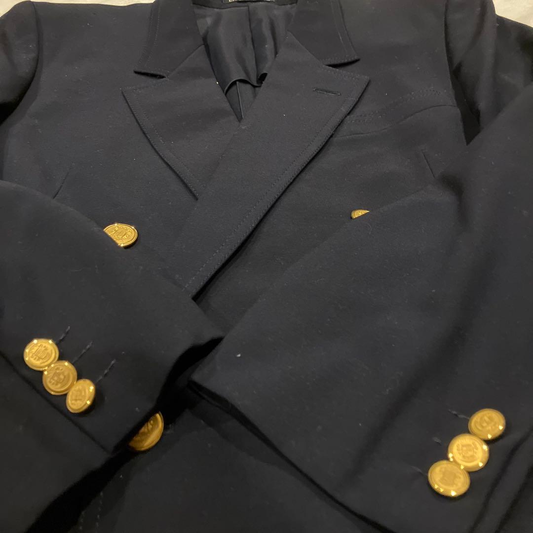 日本製 紺ブレ ダブルブレスト テーラードジャケット 金ボタン メンズ