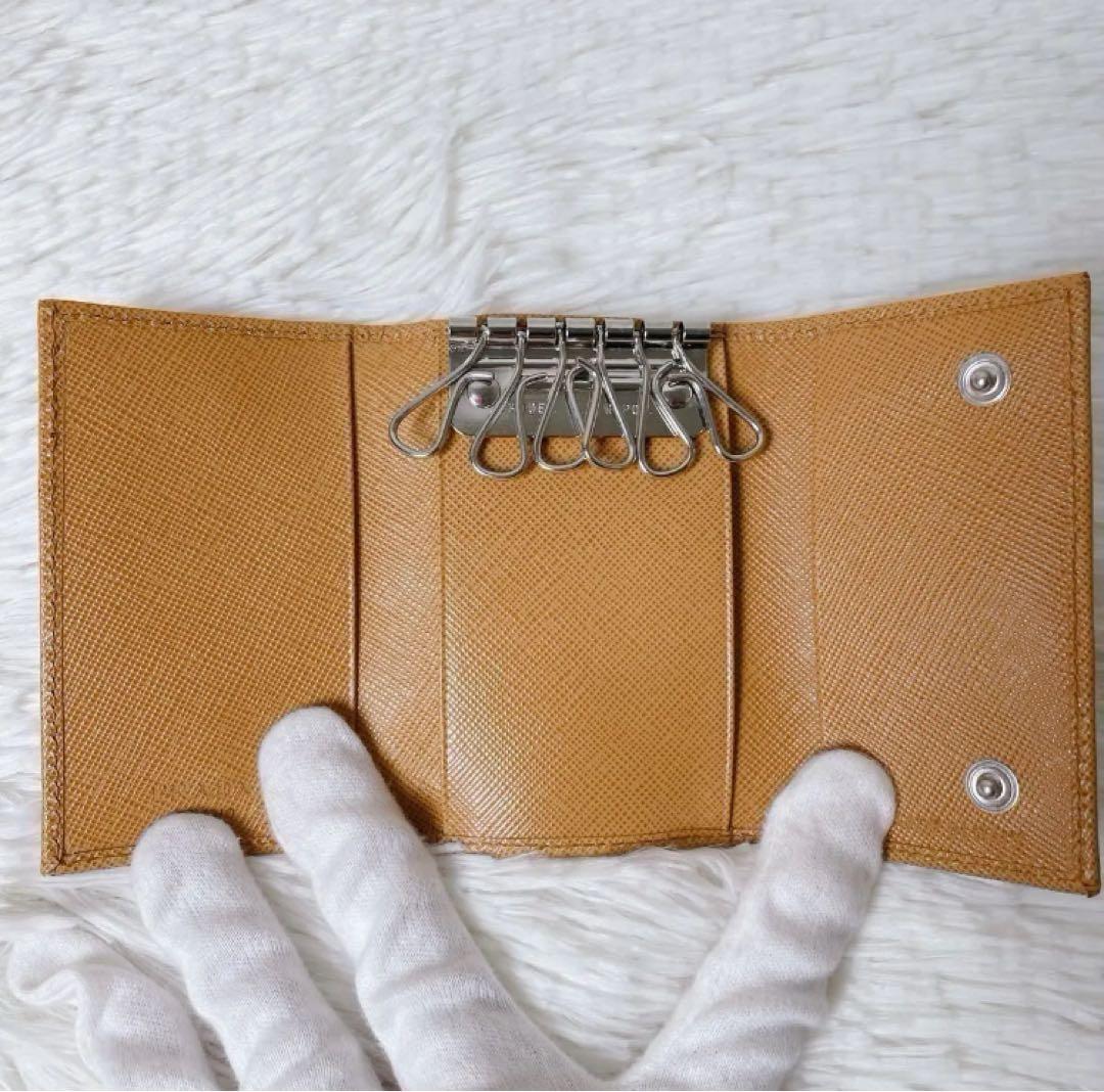 PRADA 6連 キーケース サフィアーノレザー トライアングル オレンジ