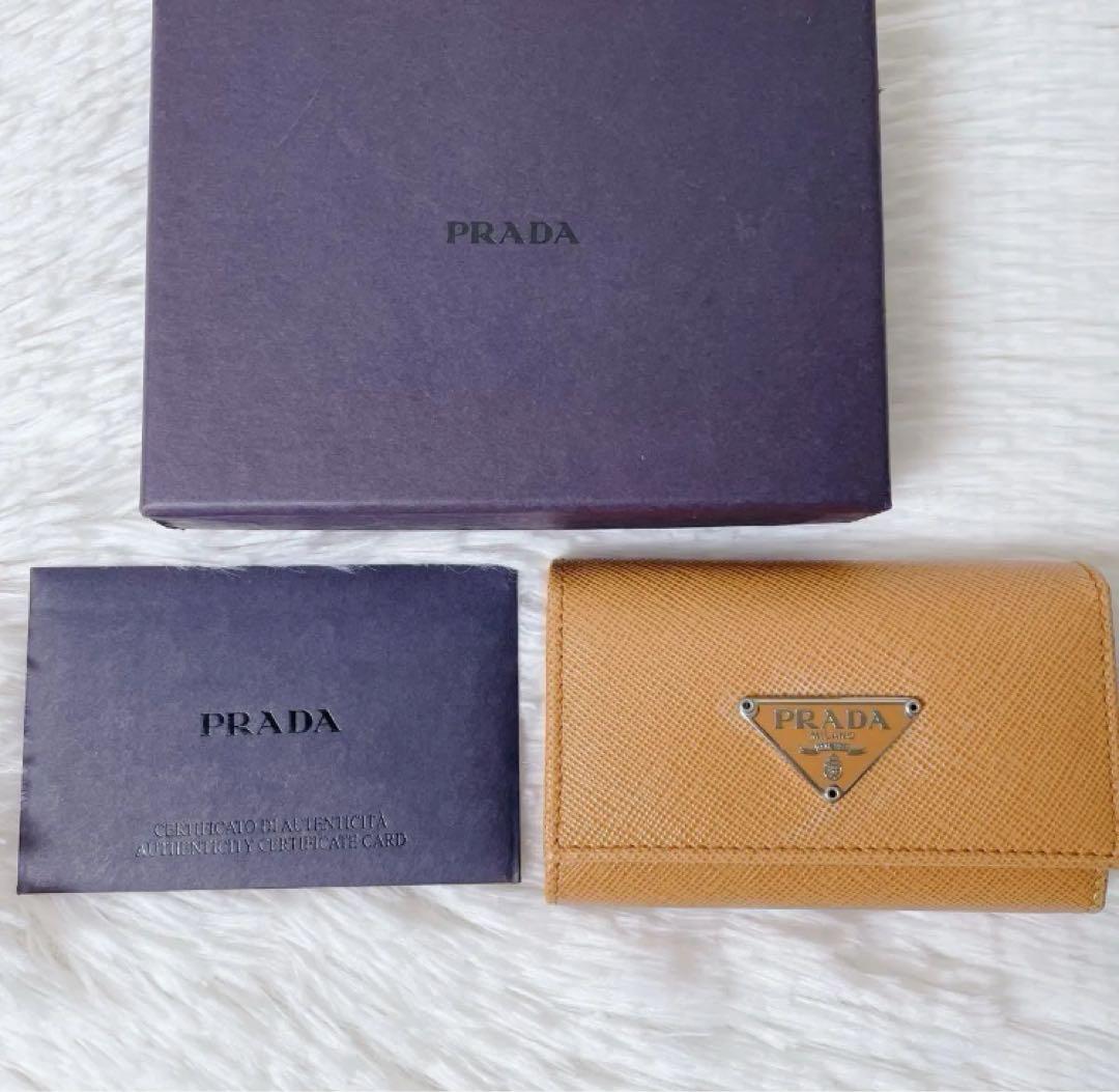 PRADA 6連 キーケース サフィアーノレザー トライアングル オレンジ