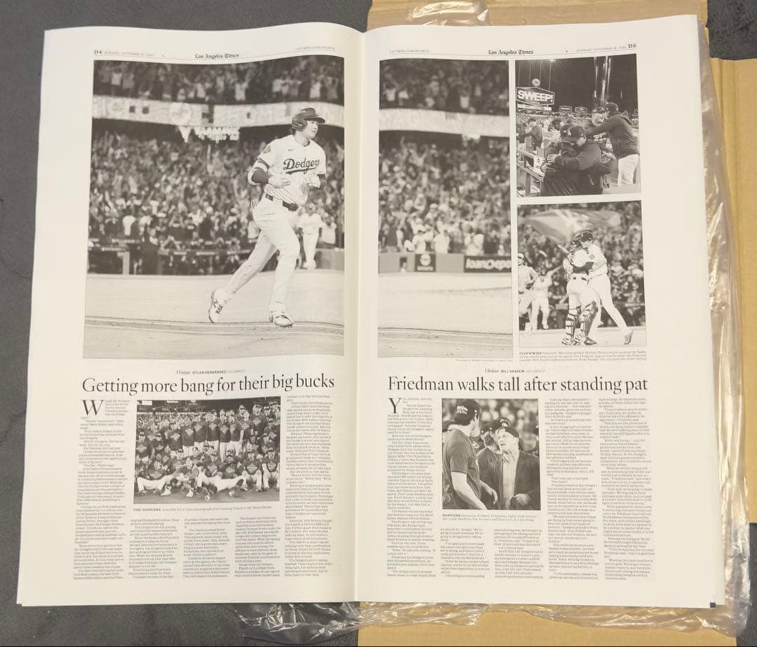 ドジャース 大谷翔平 『伝説の試合記念号】ロサンゼルスタイムズ　額縁入り