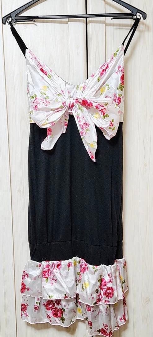 MA✽RS 薔薇柄キャミ　でかリボンワンピ　マーズ　当時品 MA*RS】【通販限定販売】幾何学バラ柄ワンピース - ピンク size-F