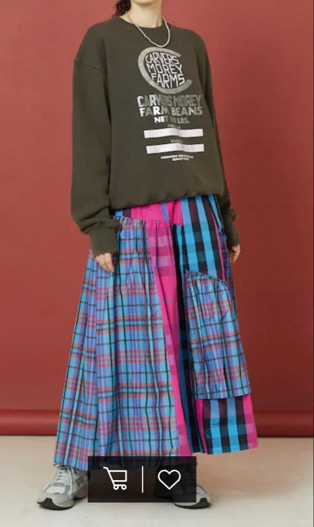 【新品未開封】Freadaチェックパッチワークフリルフレアティアードスカート