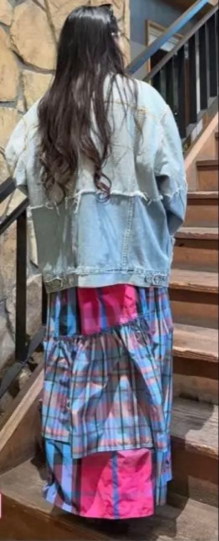 【新品未開封】Freadaチェックパッチワークフリルフレアティアードスカート