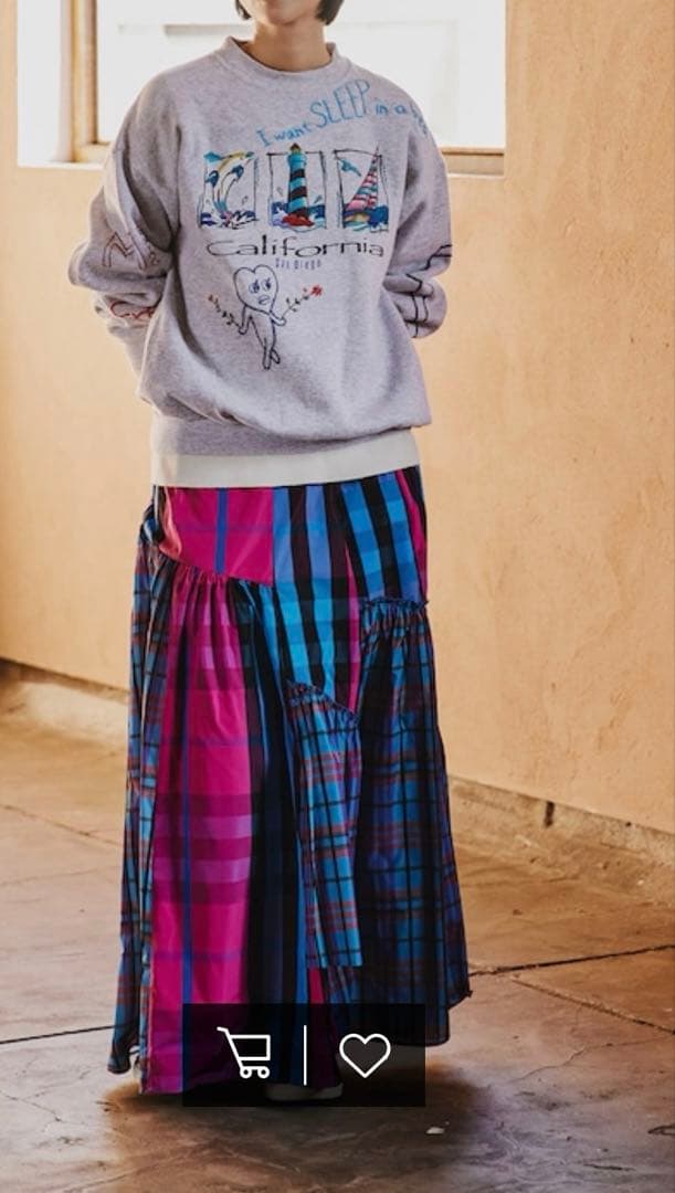 【新品未開封】Freadaチェックパッチワークフリルフレアティアードスカート