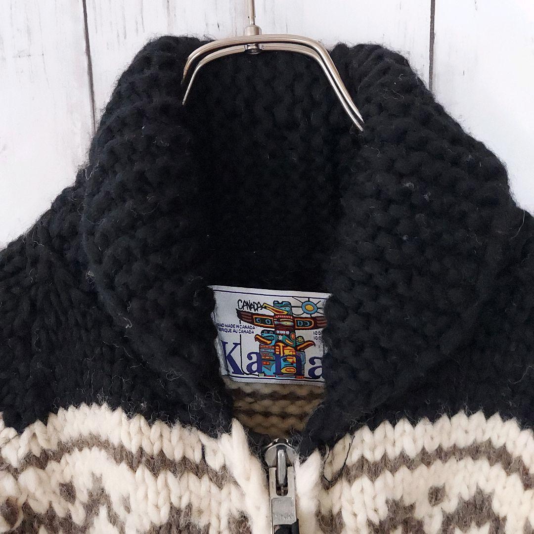 【KANATA】美品 カナタ カナダ製 フルジップ カウチンセーター M～L相当