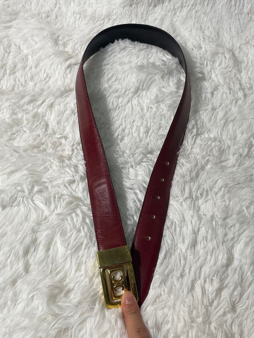 CELINE トリオンフ 金具 本革　リバーシブル ベルト 全長84 幅3