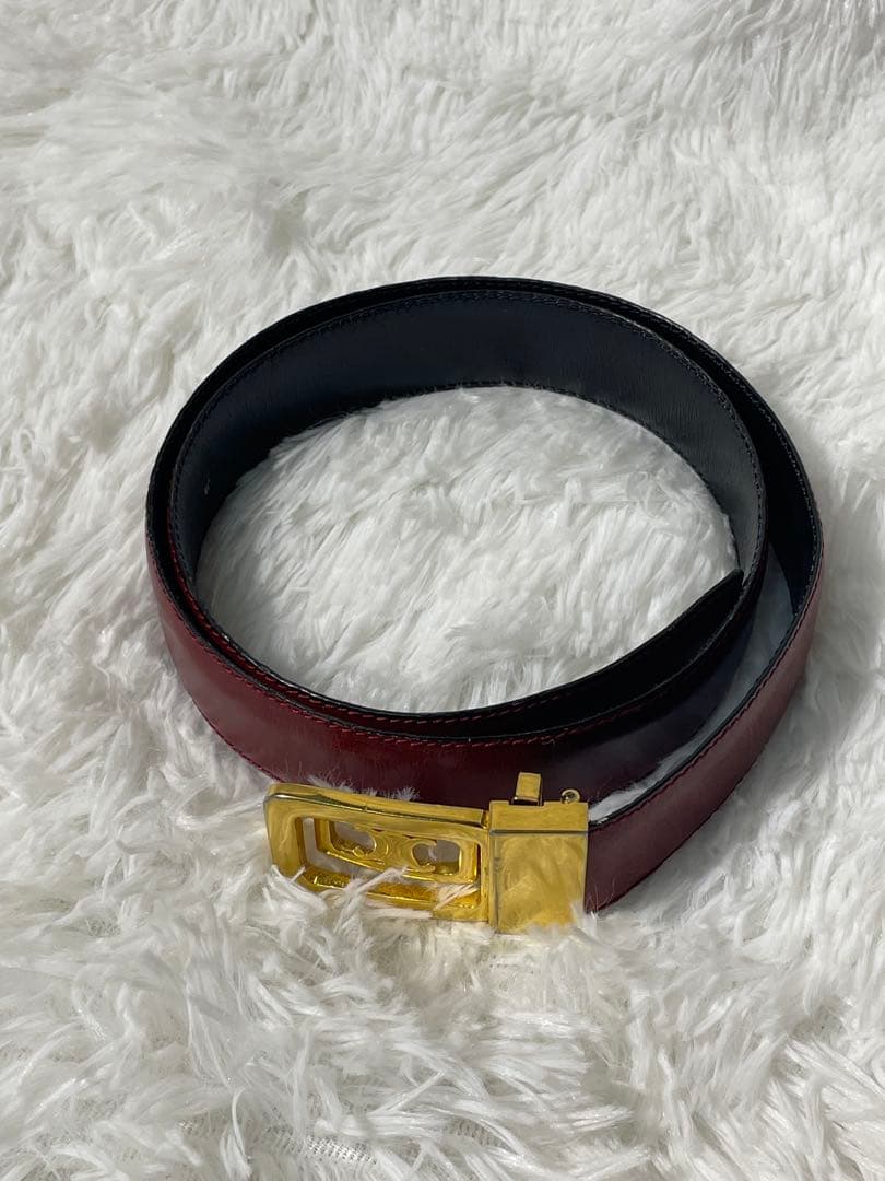 CELINE トリオンフ 金具 本革　リバーシブル ベルト 全長84 幅3