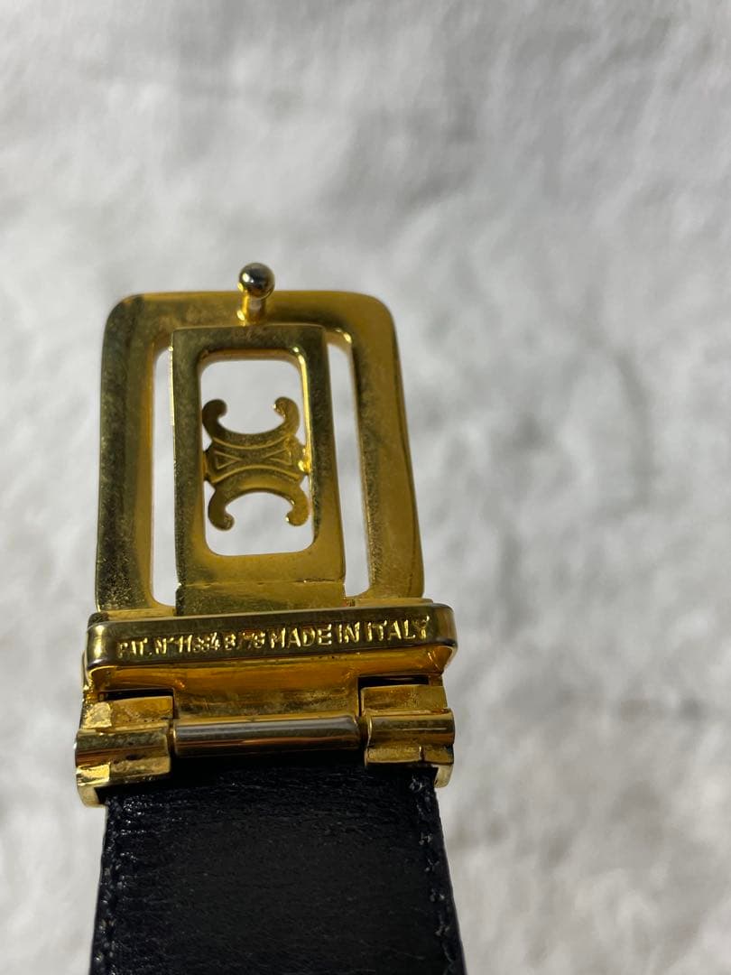 CELINE トリオンフ 金具 本革　リバーシブル ベルト 全長84 幅3