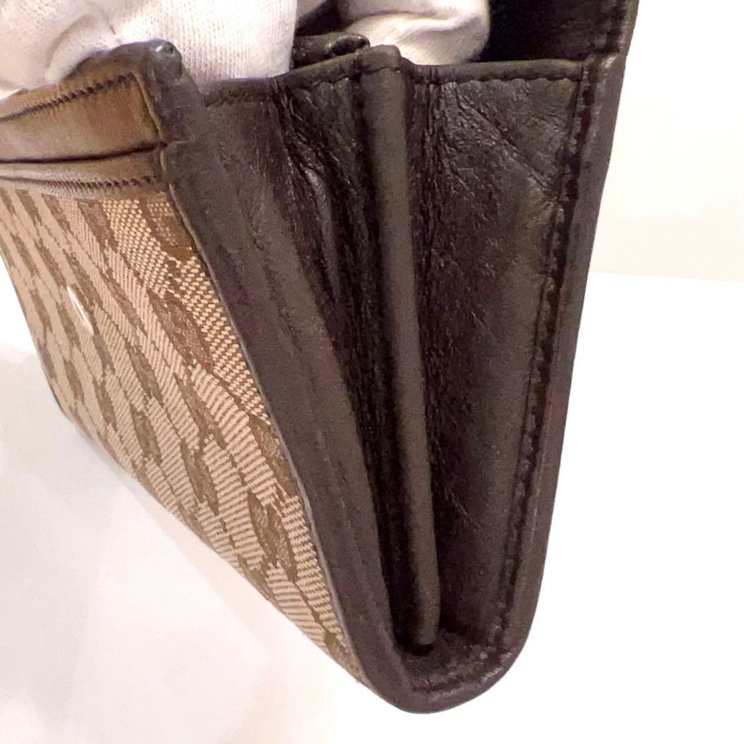 グッチ 長財布 折り財布 GGキャンバス ゴールド金具 ロゴ金具 大容量 茶色