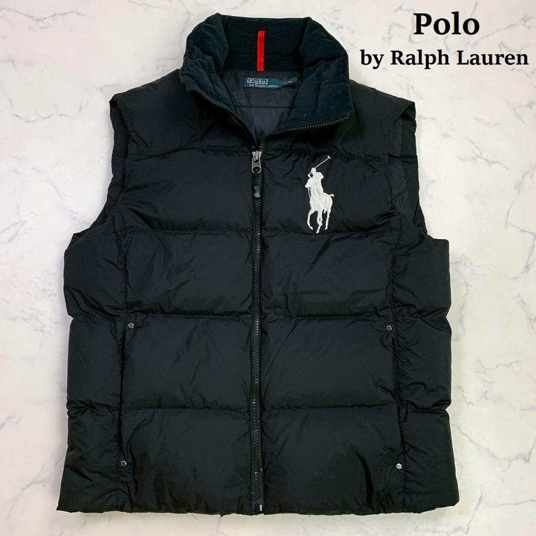 ポロラルフローレン ダウンベスト ビッグポニー刺繍 ブラック L D950