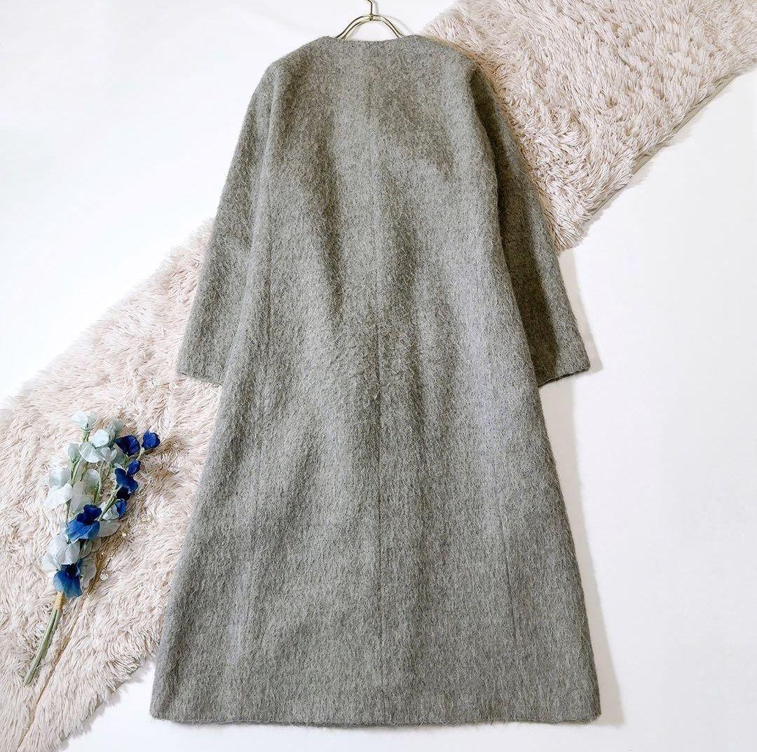 エストネーション アルパカシャギーAラインロングコート 日本製 38　グレー