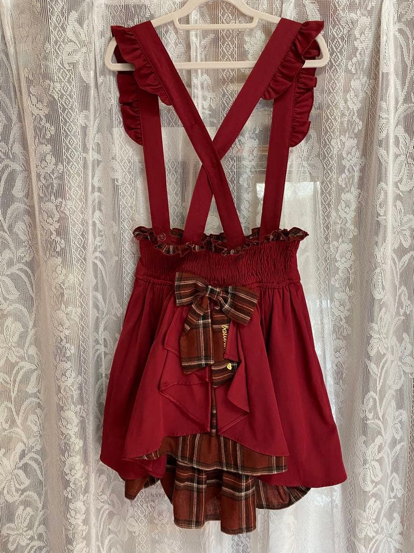 ♡*様 サスペンダー付きカシュクールスカート（ボルドー）