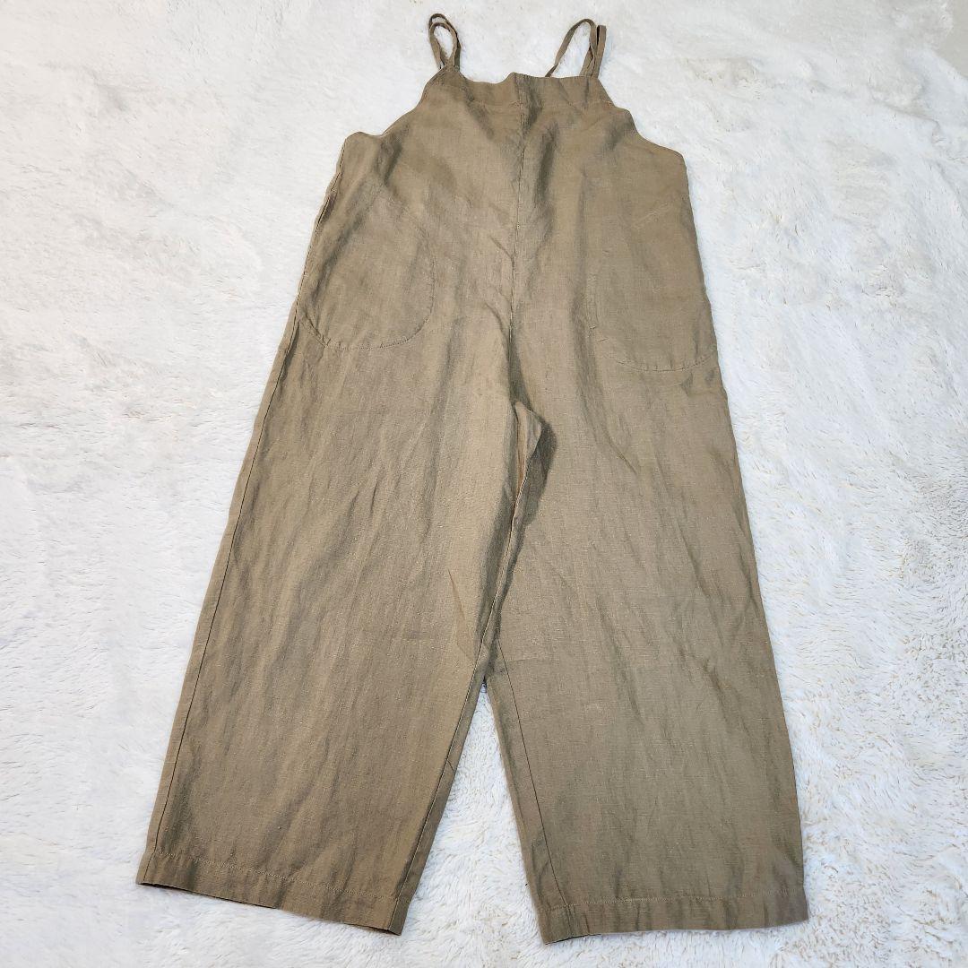 ◆23SS かぐれ リネンサロペットオーバーオール 後ろ紐 両サイドポケット