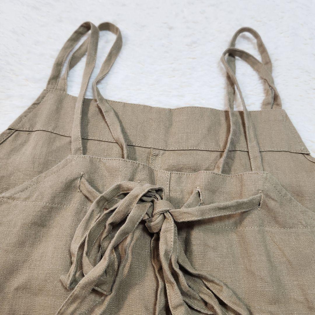 ◆23SS かぐれ リネンサロペットオーバーオール 後ろ紐 両サイドポケット