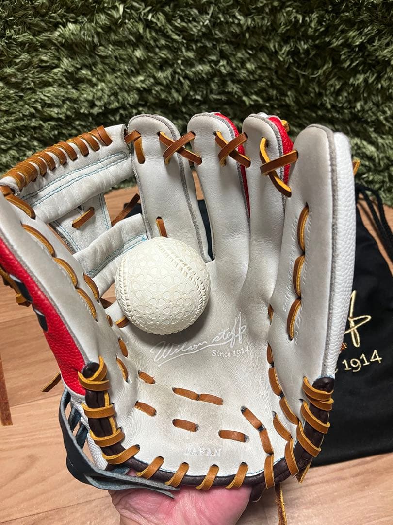 ウィルソンスタッフ 軟式オーダー 内野用グラブ D5 ホワイトSS×レッドSS