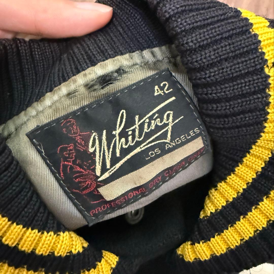 60s whiting スタジャン 黒×黄 裏地サテン サイズ42 ヴィンテージ