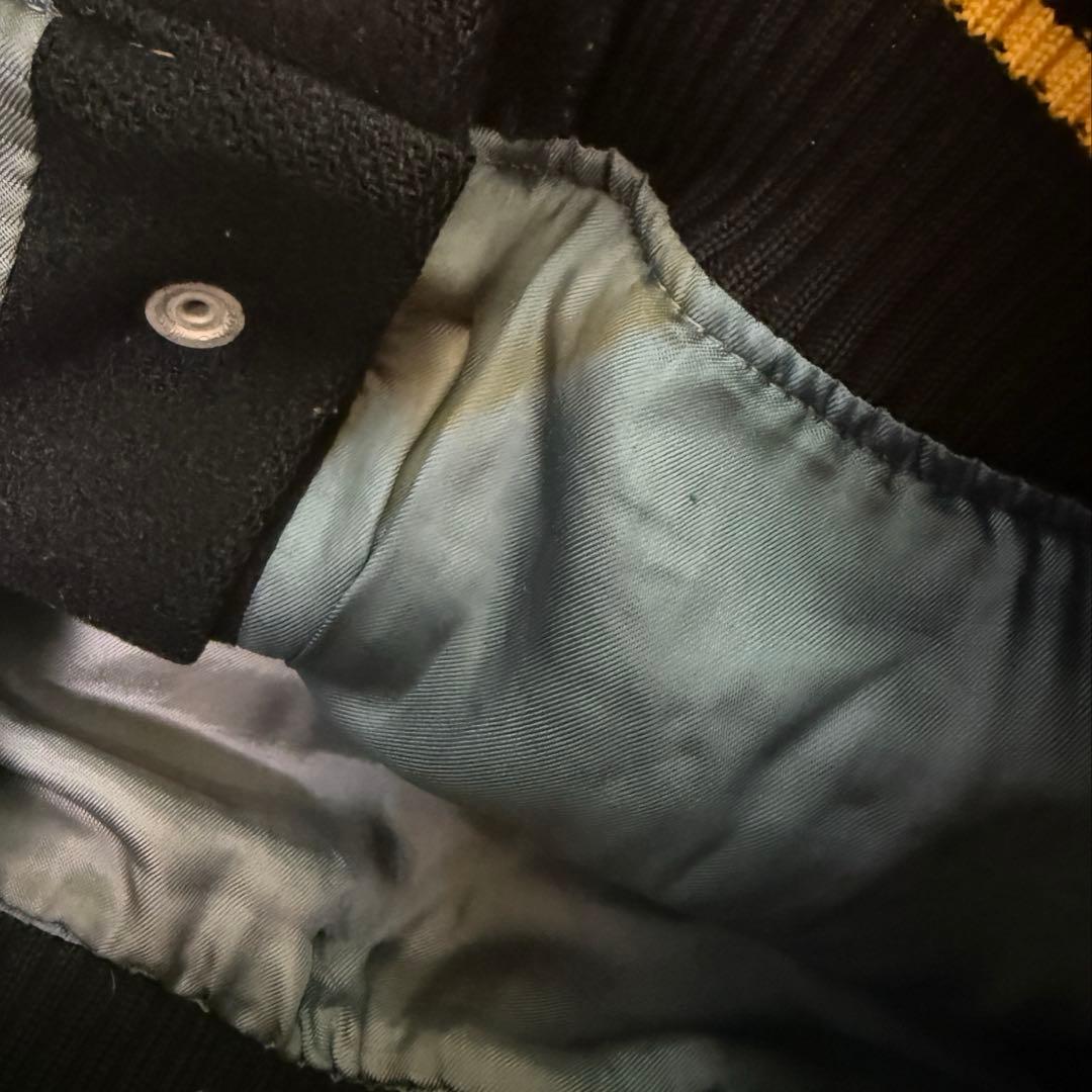 60s whiting スタジャン 黒×黄 裏地サテン サイズ42 ヴィンテージ