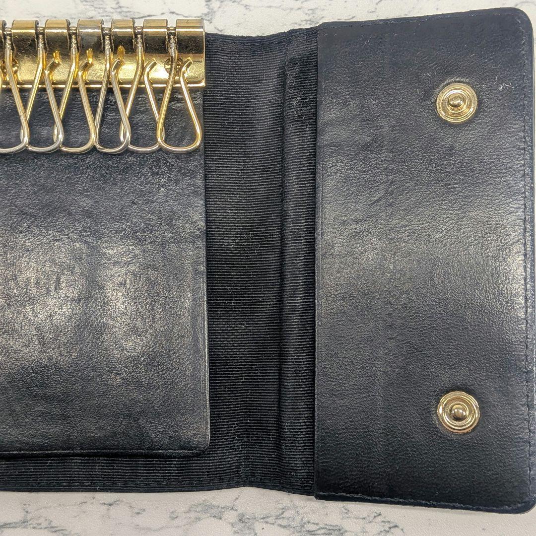 シャネル CHANEL ブラック キャビアスキン 6連キーケース ココマーク