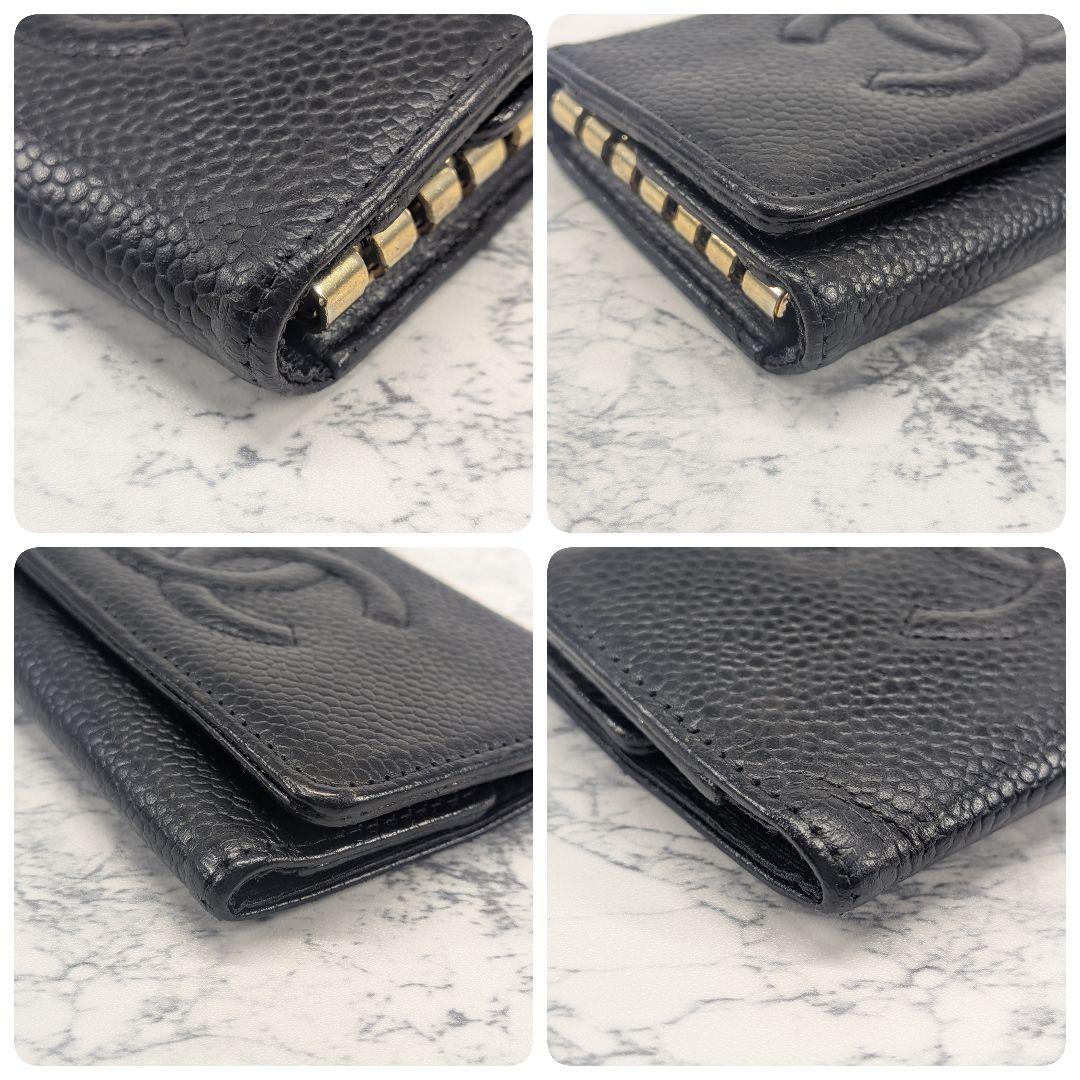 シャネル CHANEL ブラック キャビアスキン 6連キーケース ココマーク