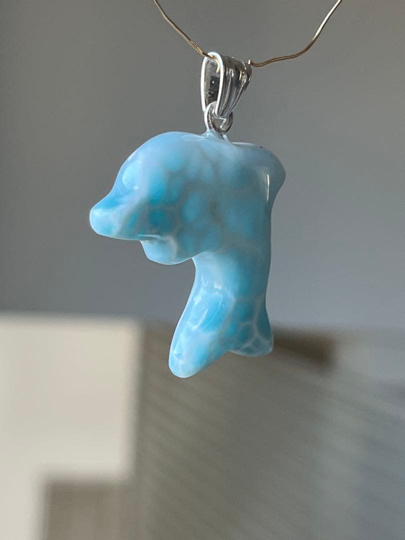 天然石☆高品質！ラリマーイルカ型☆濃いブルー＆ラリマーらしい模様＆形が美しい！