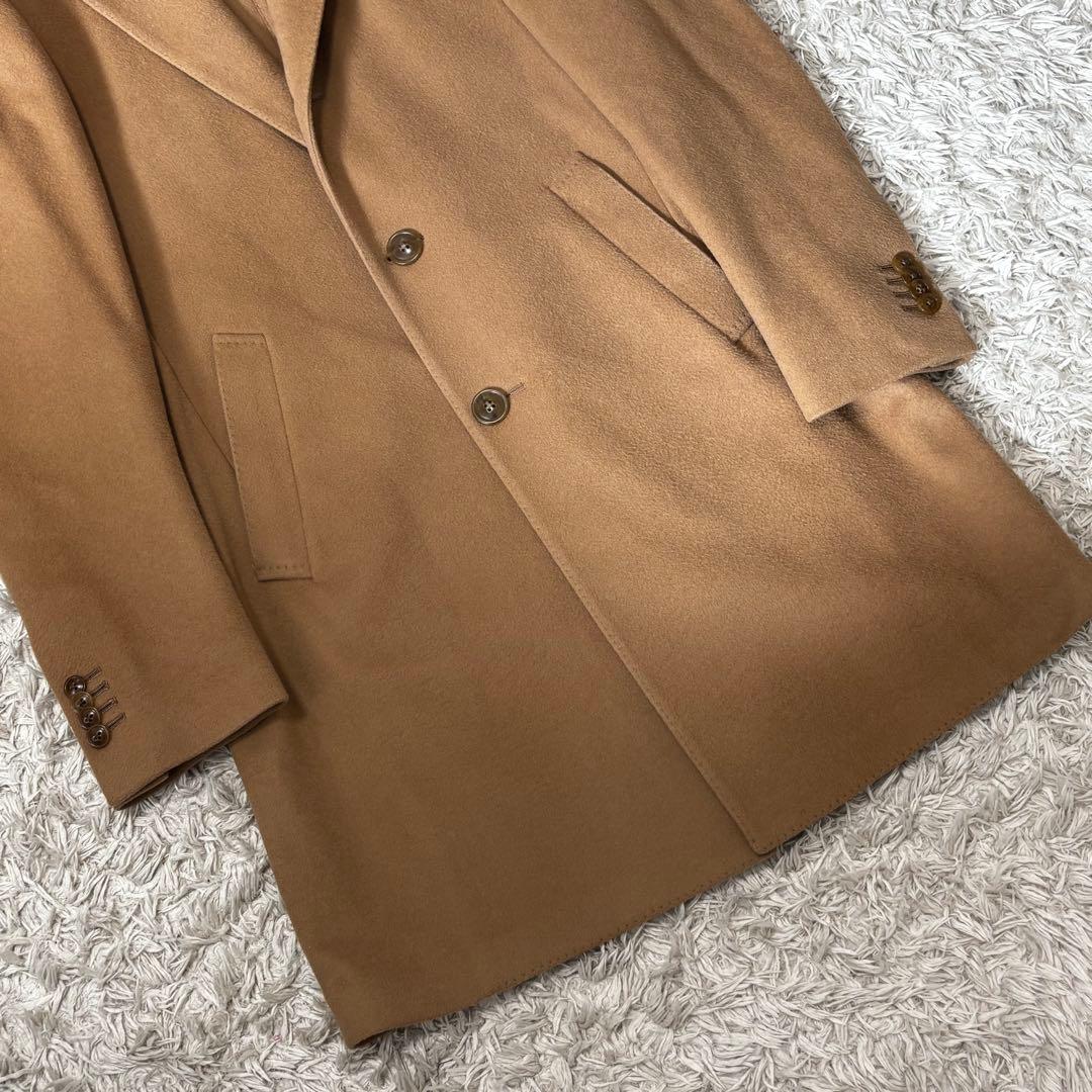 【良品】ラルディーニ フランネルウールチェスターコート ベージュ 44