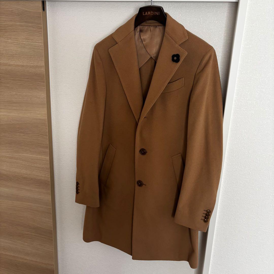 【良品】ラルディーニ フランネルウールチェスターコート ベージュ 44