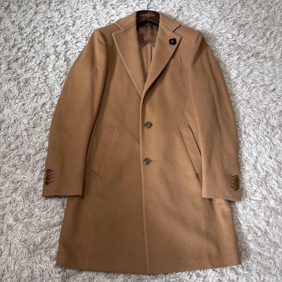 【良品】ラルディーニ フランネルウールチェスターコート ベージュ 44