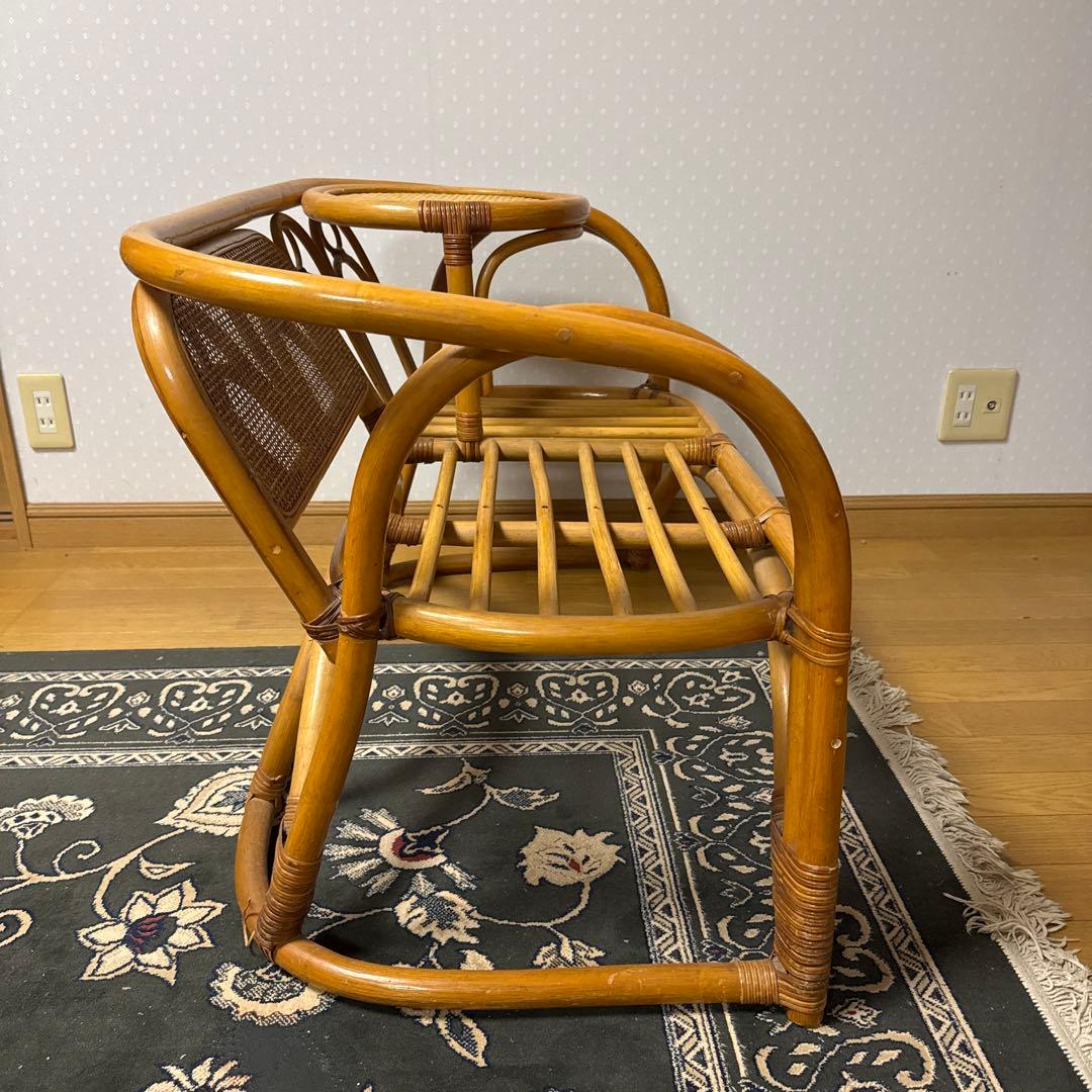 【状態良好 ❗️】アンティーク 昭和レトロ ラタン 藤 電話台／サイドテーブル