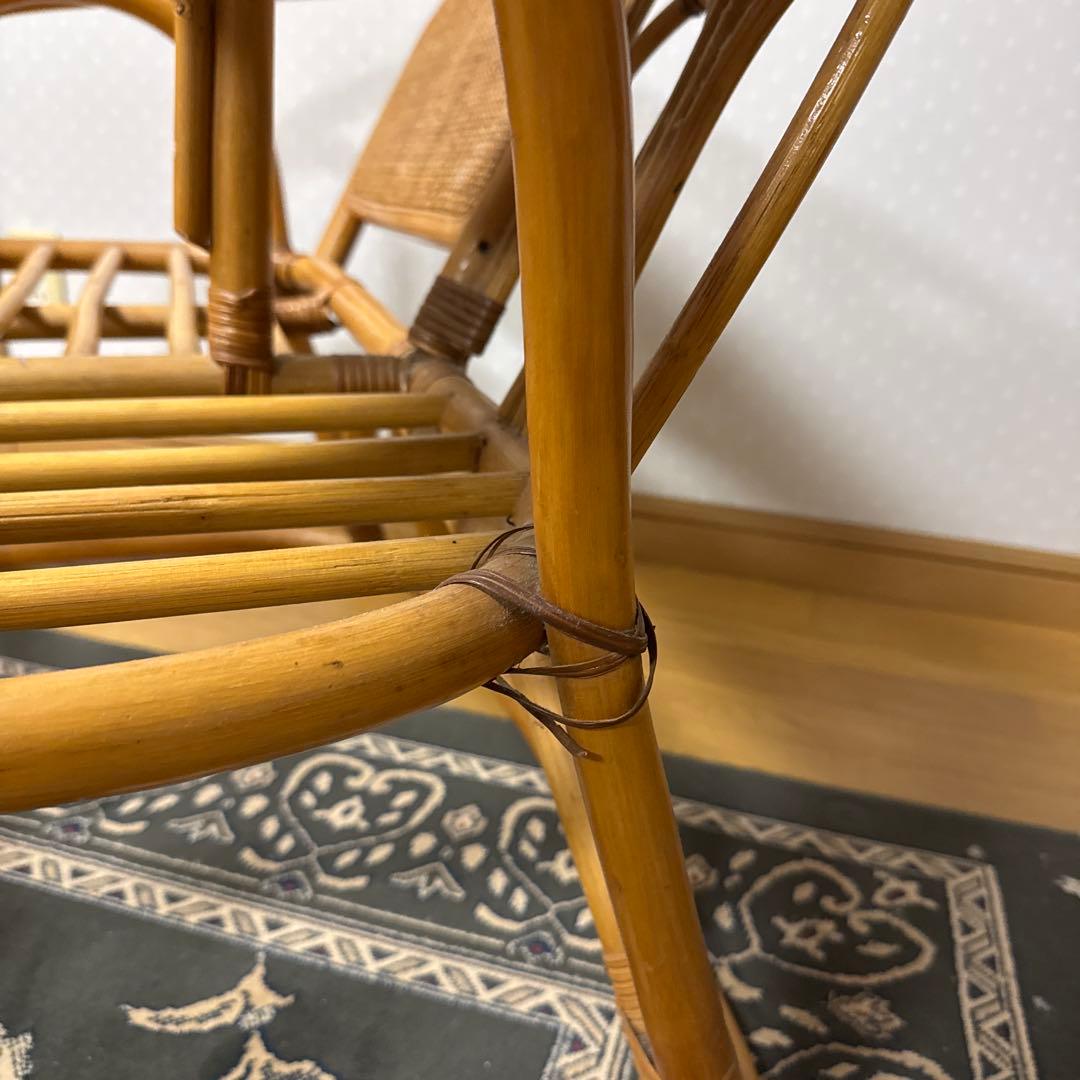 【状態良好 ❗️】アンティーク 昭和レトロ ラタン 藤 電話台／サイドテーブル