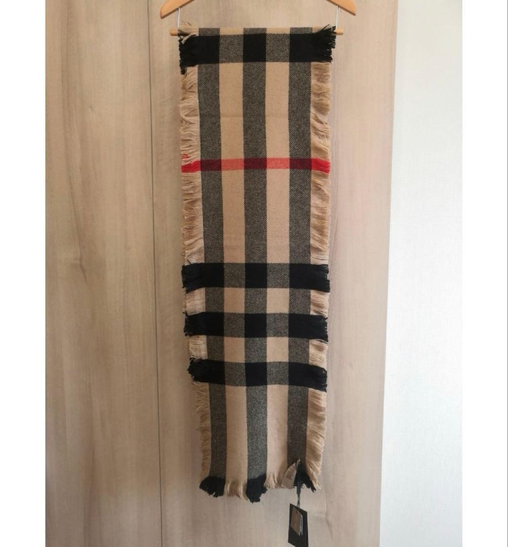 新品未使用BURBERRY バーバリー スカーフマフラー サイドフリンジ ウール