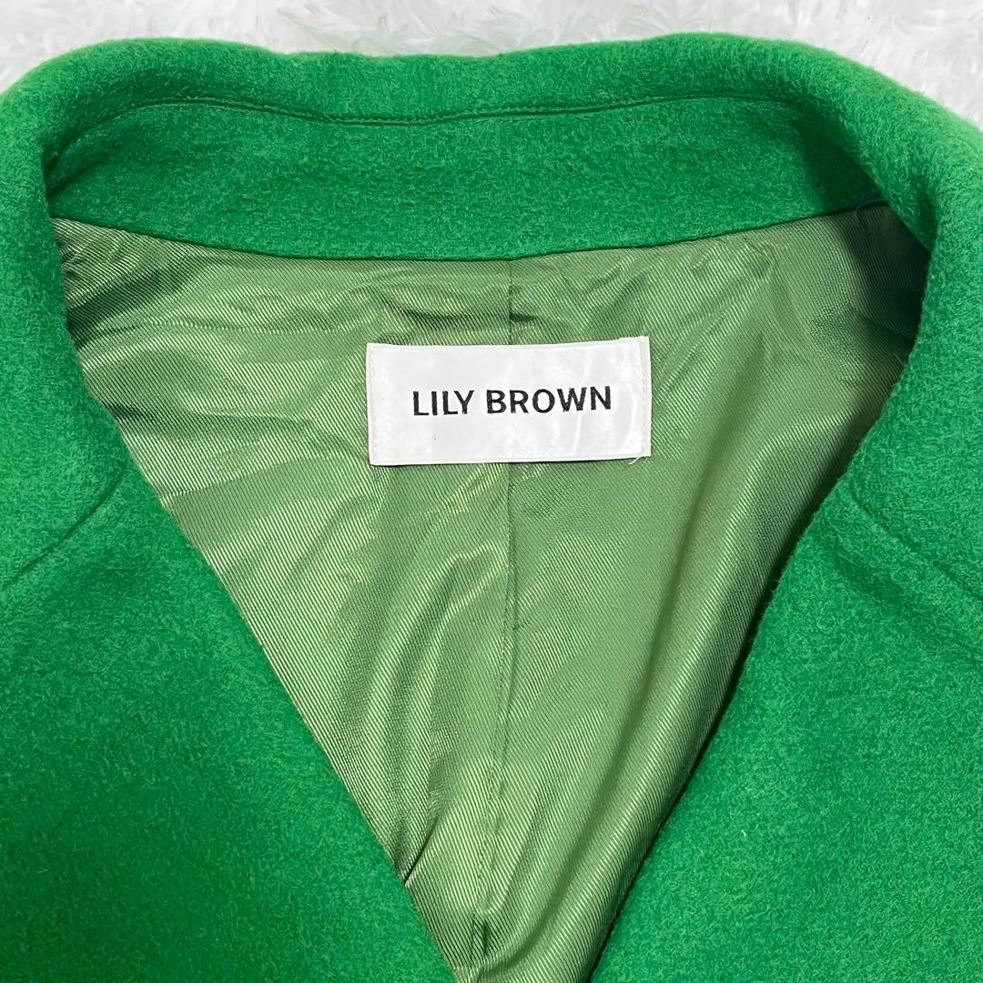 【美品】リリーブラウン エンブロイダリーコクーンコート グリーン 2025年