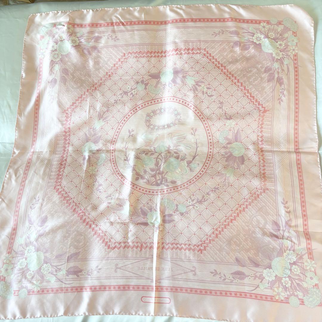 HERMES エルメス スカーフ JEUX DE PAILLE ピンク 美品