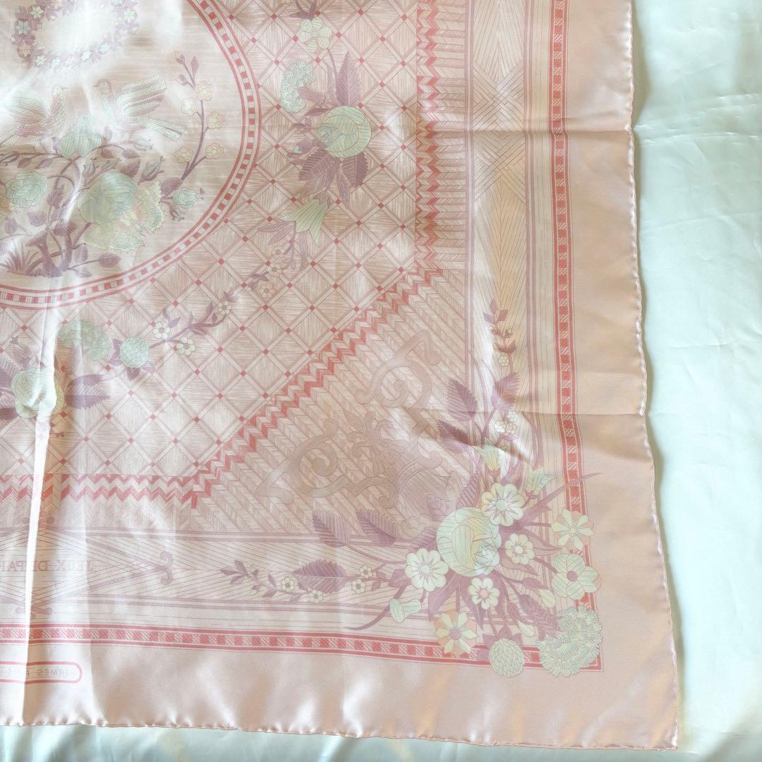 HERMES エルメス スカーフ JEUX DE PAILLE ピンク 美品