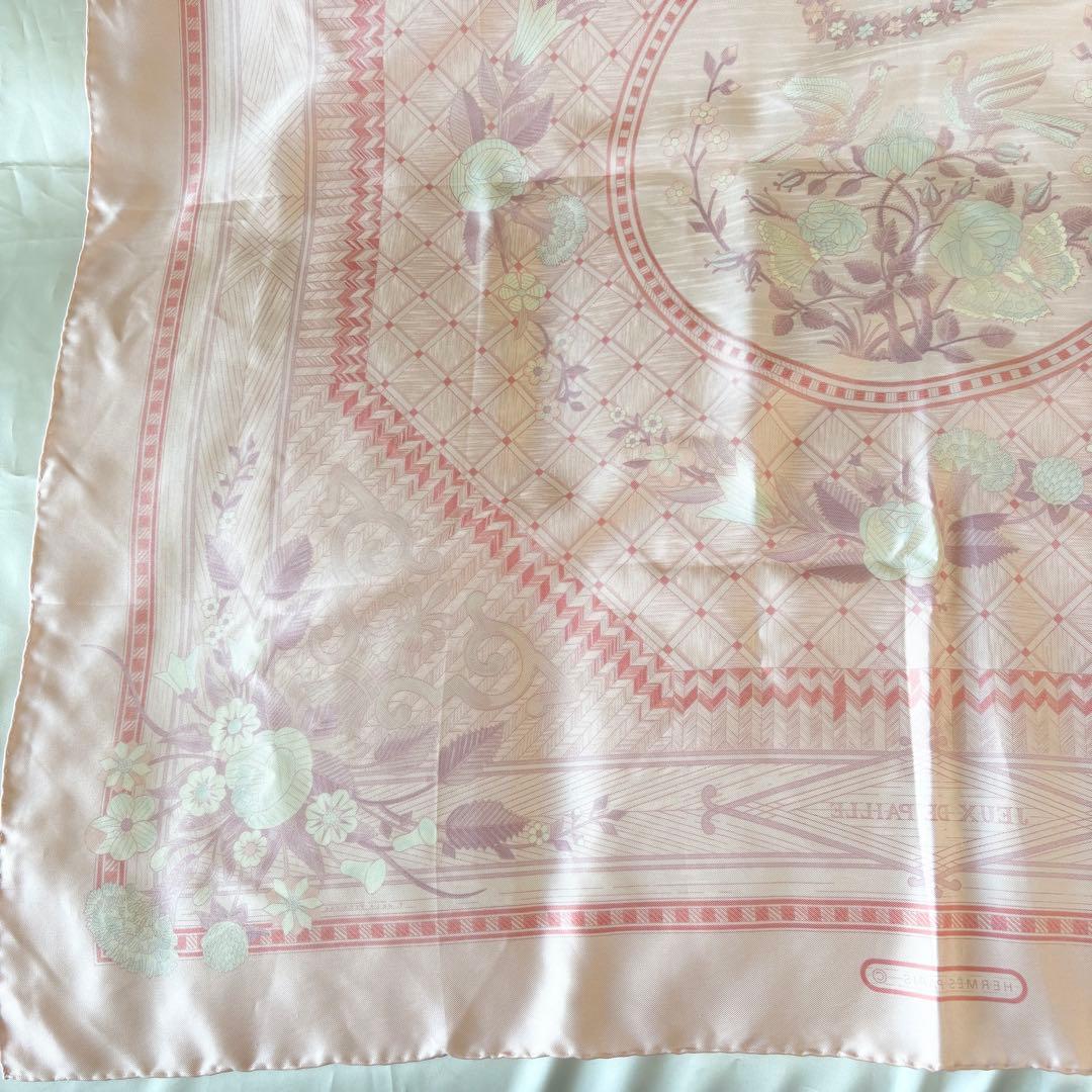 HERMES エルメス スカーフ JEUX DE PAILLE ピンク 美品