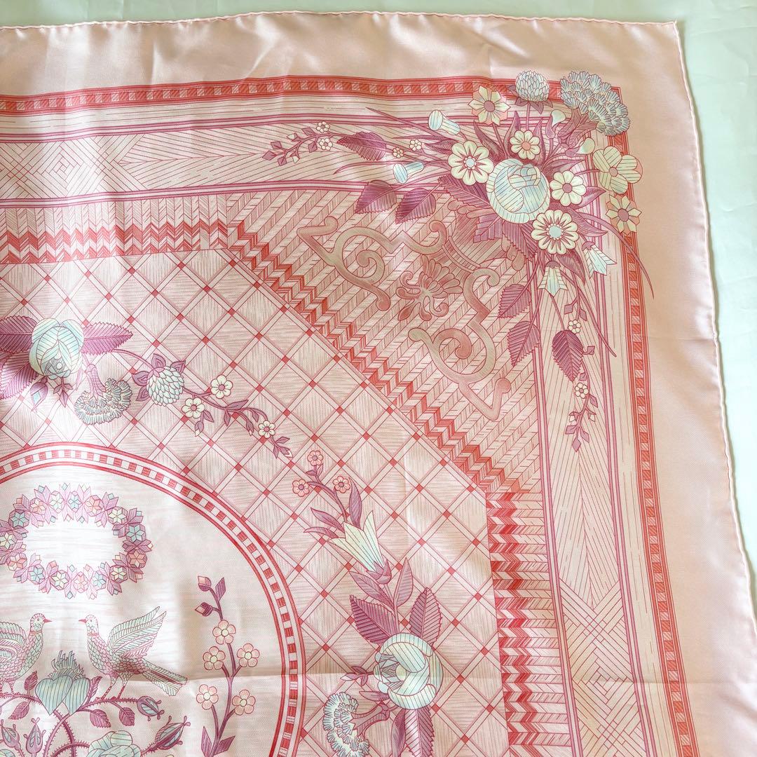 HERMES エルメス スカーフ JEUX DE PAILLE ピンク 美品