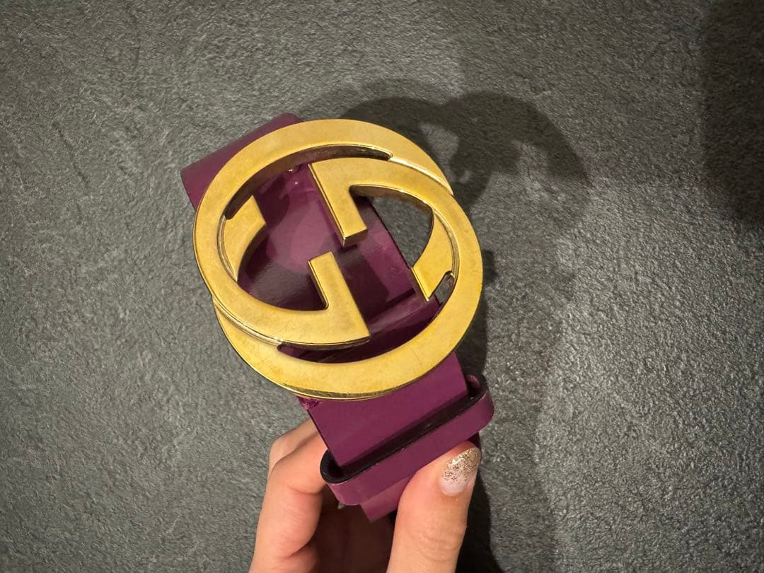 GUCCI GGロゴバックル ベルト パープル