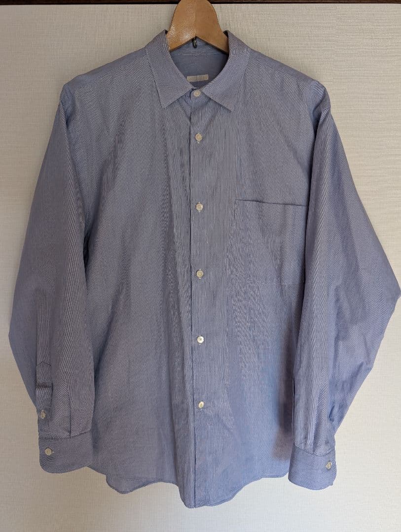 美品 COMOLI コモリシャツ SAX STRIPE 2