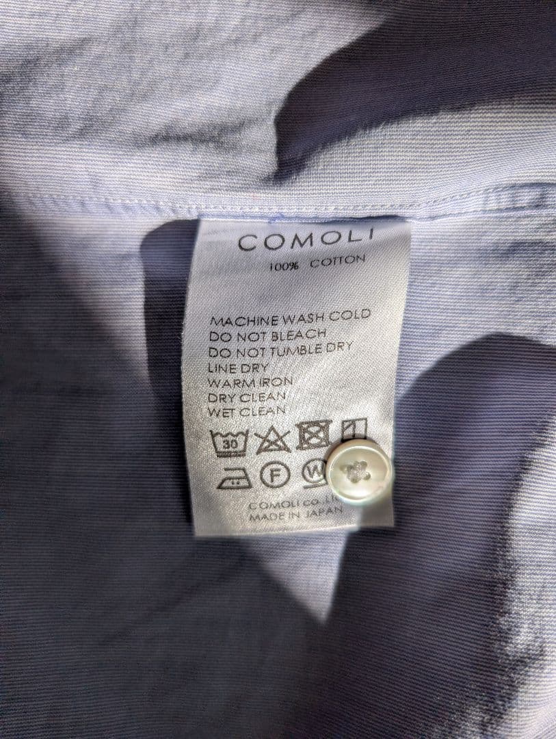 美品 COMOLI コモリシャツ SAX STRIPE 2