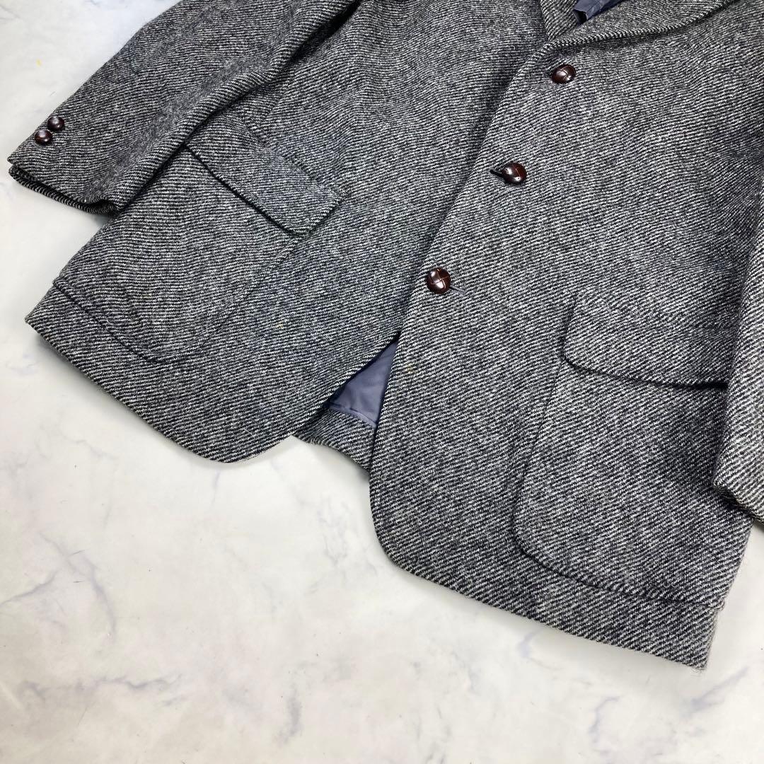 極美品 ジェイプレス ヘリンボーン ツイード くるみボタン テーラード