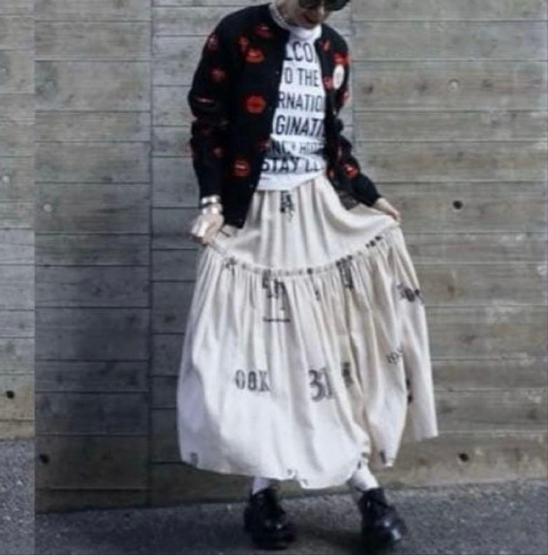 トーマスマグパイ オリジナル プリント ギャザー スカート　フレア